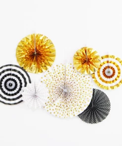 Ali Express Party Supplies 7 Piece Black And Gold Pinwheel Set