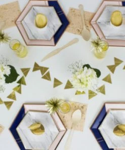 Harlow & Grey Erika Pale Pink And Navy Colorblock Large Plates Party Supplies