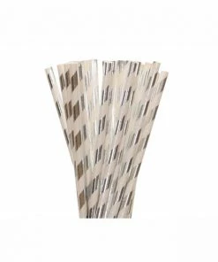 Meri Meri Silver Foil Striped Paper Straws Party Supplies