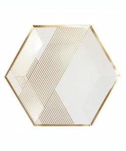 Harlow & Grey Party Supplies Blanc White Striped Large Plates