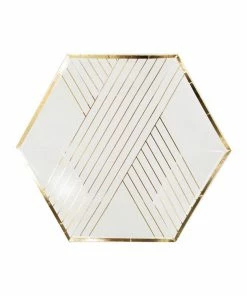 Harlow & Grey Blanc White Striped Small Plates Party Supplies