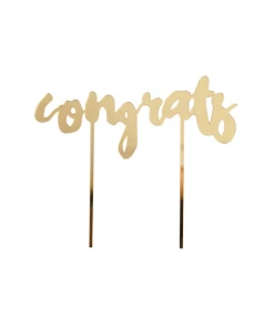 Harlow & Grey Party Supplies Congrats Gold-Mirrored Cake Topper