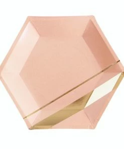 Harlow & Grey Goddess Blush Striped Large Paper Plates Party Supplies