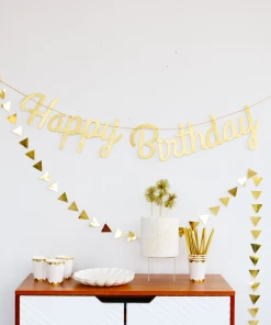 Ali Express Metallic Gold Happy Birthday Banner