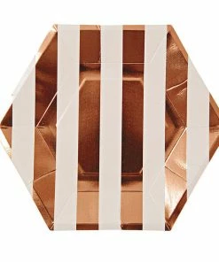Meri Meri Rose Gold Large Striped Plates