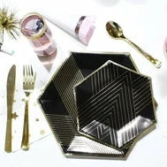 Harlow & Grey Party Supplies Noir Hexagon Small Plates