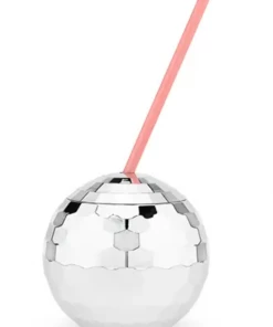 Blush Drinks + Cocktails Silver Disco Ball Drink Tumbler