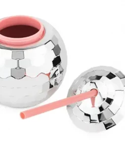 Blush Drinks + Cocktails Silver Disco Ball Drink Tumbler