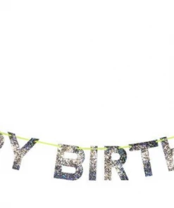Meri Meri Silver Happy Birthday Garland Party Supplies