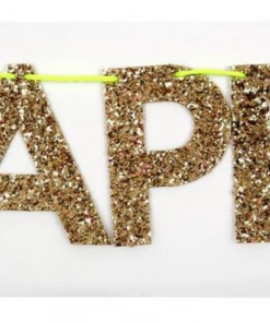 Meri Meri Party Supplies Gold Happy Birthday Garland