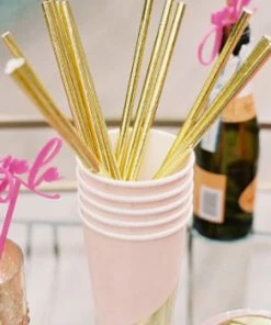 Meri Meri Party Supplies Gold Foil Paper Straws