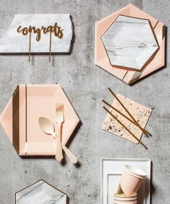 Harlow & Grey Goddess Blush Striped Large Paper Plates Party Supplies