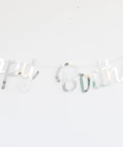 Ali Express Metallic Silver Happy Birthday Banner