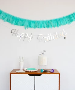 Ali Express Metallic Silver Happy Birthday Banner